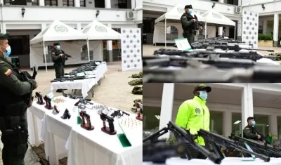 Material de guerra incautado en Medellín. 