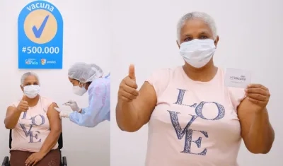 Isela Ardila Herazo, recibió la vacuna 500 mil del Atlántico.