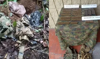 Material de guerra incautado. 