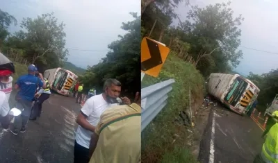 Así quedó el bus tras el accidente. 