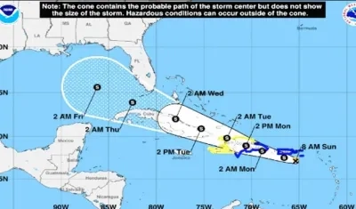 Trayectoria de la tormenta 'Grace'.