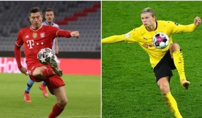 El polaco Robert Lewandowski y el noruego Erling Haaland.