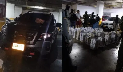 La droga encontrada en un vehículo del parqueadero del edificio. 