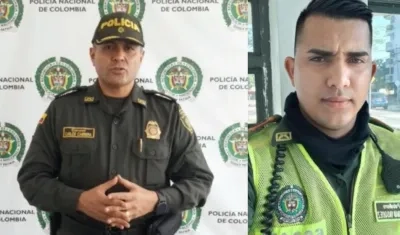 El patrullero Hernán David Vásquez Escorcia (derecha).