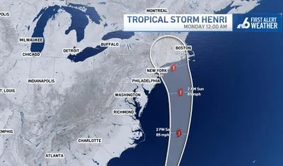 Así se ve cómo avanza la tormenta Henri.