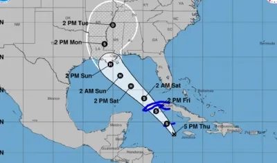 Cono de la posible trayectoria de la tormenta tropical Ida