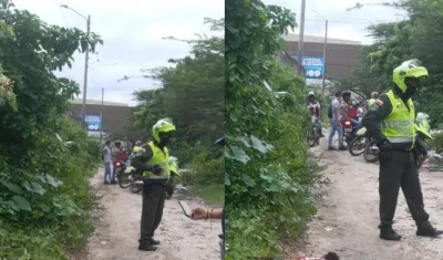 La Policía acordonó la trocha donde fue encontrado el cuerpo. 
