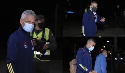 Reinaldo Rueda, Juan Fernando Quintero y Álvaro Montero al llegar a Bolivia.