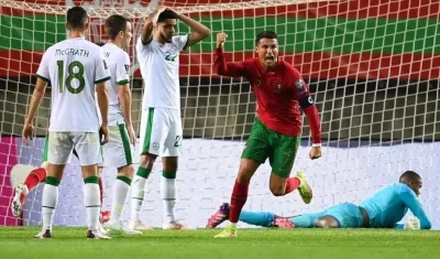 Cristiano Ronaldo al marcar su gol 110.