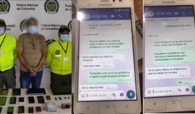 El hombre capturado en Soledad y dos de las pruebas encontradas.