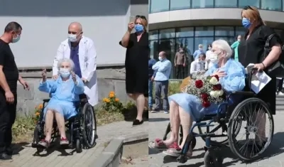 Anciana a la salida del hospital en Georgia.