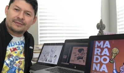 Luis Chávez, "Chaveztoon", autor del libro. 