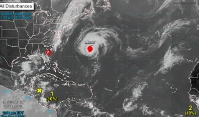 Así están las dos tormentas Mindy y Larry.
