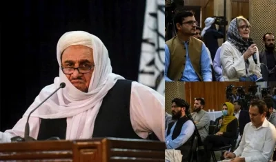 Ministro de Educación de Afganistán en rueda de prensa.