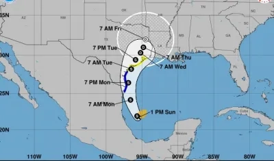 Tormenta Nicholas en el golfo de México.