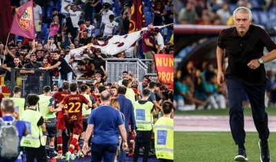 Mourinho celebró por todo lo alto el triunfo en su partido 1.000 como técnico.