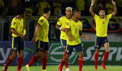Jugadores de Colombia en el duelo ante Chile.