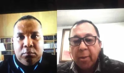 El Magistrado Ponente Demóstenes Camargo y el Fiscal del caso Germán Arias.