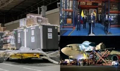 El lote de vacunas y el Presidente Iván Duque.