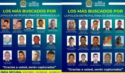 Cartel de los más buscados en Barranquilla. 