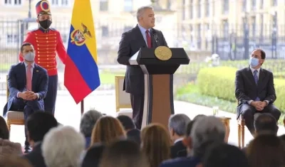 El Presidente Iván Duque durante la sanción de la Ley.