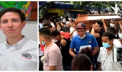 Enrique Vives y sepelio de una de las víctimas.