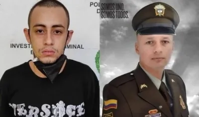 Yostin Ríos y el patrullero Mario Vallejo. 