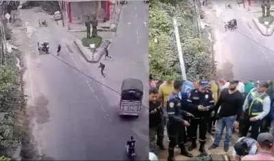 Momento en que atacan a los dos policías en San Vicente del Caguán.