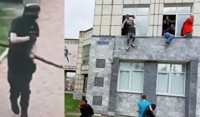 El autor del tiroteo y los estudiantes.