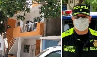 Lugar del ataque sicarial; a la derecha, el coronel Jesús de Los Reyes, comandante de la Policía de Santa Marta. 