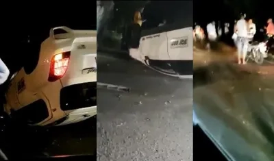 El vehículo que quedó volcado tras embestir al peatón y a una motociclista. 