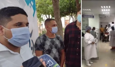 Familia y el menor saliendo del hospital.