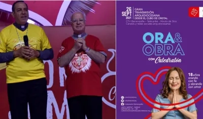 El arzobispo Pablo Salas con monseñor Víctor Tamayo, el gestor de Catedratón 2021.