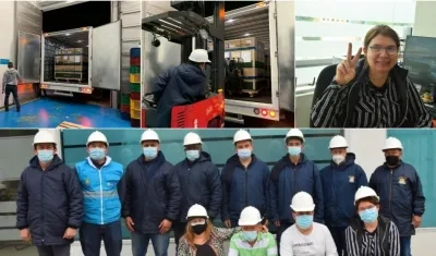 Equipo que opera la logística de las vacunas. En la foto arriba derecha, Jacqueline Nieto Rosas.