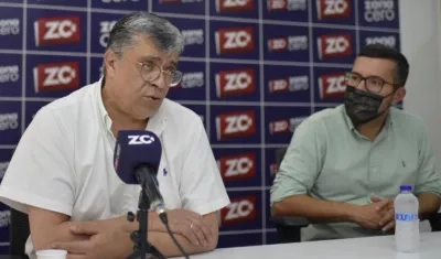 Los magistrados Julio Andrés Sampedro Arrubla y Mauricio Rodríguez Tamayo.