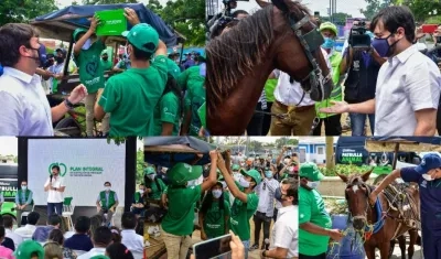 El alcalde Jaime Pumarejo en la nueva fase del plan de sustitución de los carro'e mulas.