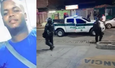 La víctima y el Esmad en el lugar de los hechos.