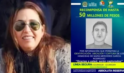 María Mercedes García Rodríguez y a la derecha, el retrato hablado del delincuente que la habría disparado.