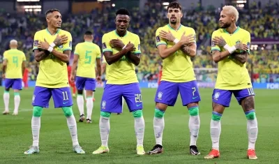 Raphinha, Vinicius, Lucas Paquetá y Neymar, integrantes de la selección brasileña en Catar 2022.