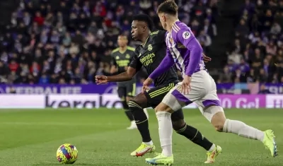 Vinicius Jr en acción en el juego contra el Valladolid.