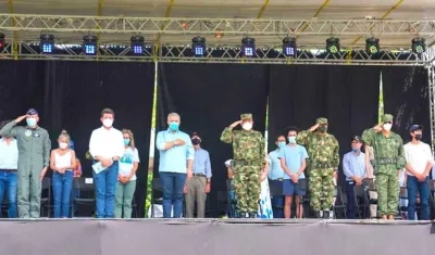 El presidente Iván Duque durante el acto en Cartagena.