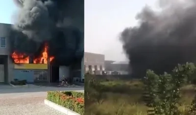 Incendio en bodega de Malambo. 
