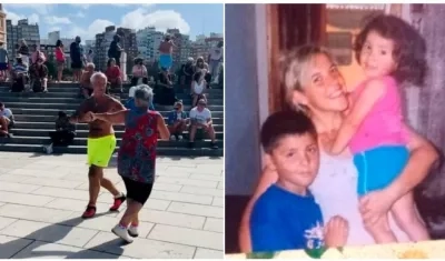 Elsa y Rubén y una foto de sus hijos cuando niños. 
