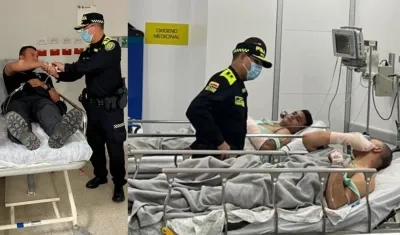 El director de la Policía, general Jorge Luis Vargas, visita a los uniformados heridos.