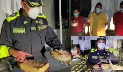 El comandante de la Mebar, Brigadier General Luis Carlos Hernández Aldana, y los capturados.