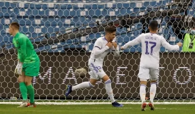 Federico Valverde celebra el gol del triunfo. 