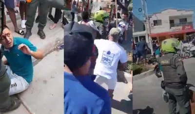 Momento en que el presunto ladrón es golpeado por la comunidad. 