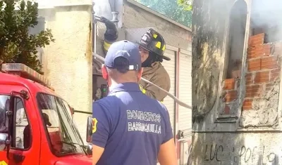 El Cuerpo de Bomberos controlando la situación.