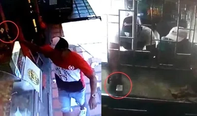 Lanzando panfletos y entregando celular, para la extorsión.