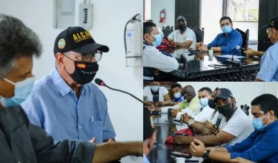Alcalde de Cartagena, William Dau, en la reunión con los motociclistas.